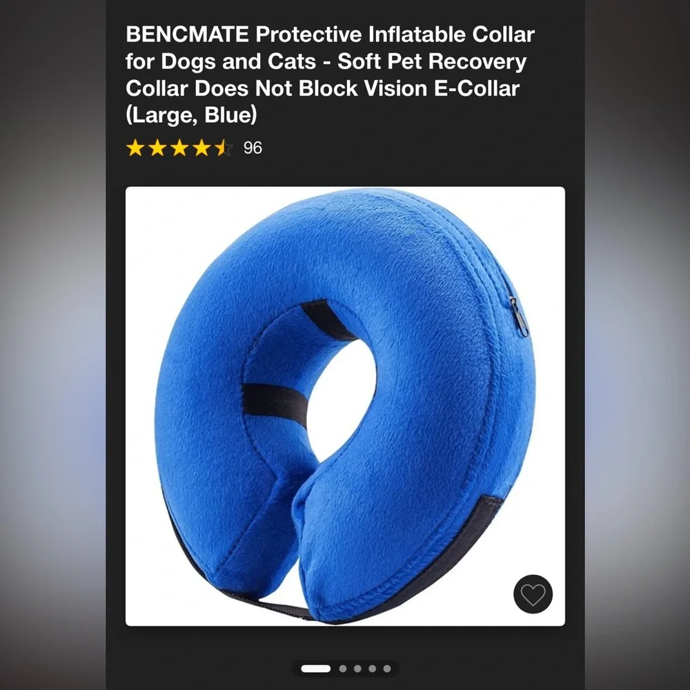 NIB BENCMATE Large blue Inflatable Dog Collar